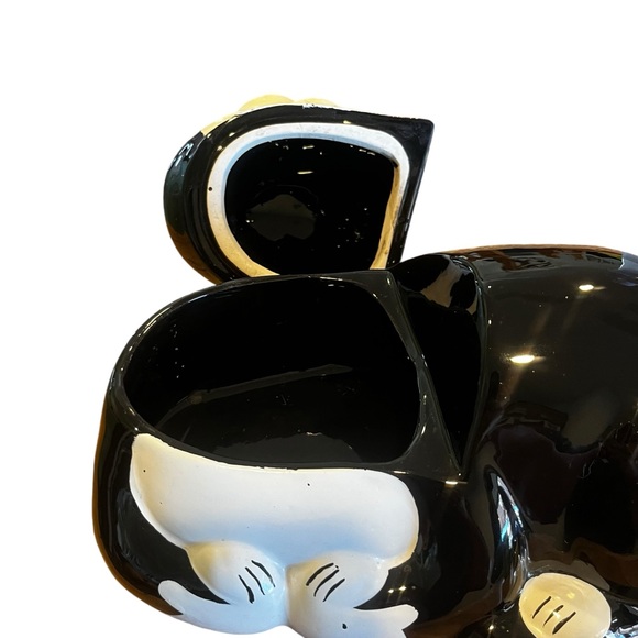 Vintage Tuxedo Cat Cookie Jar Ceramic Black and White Fat Cat - Picture 5 of 5
